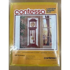 MCM VTG GRANDFATHER CLOCK   Latch Hook Rug 14" X 36" KR187